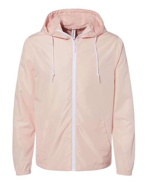 Independent Trading Co. Lightweight Windbreaker Full-Zip Jacket EXP54LWZ Blush/ White Zipper Custom Embroidered Business Logo