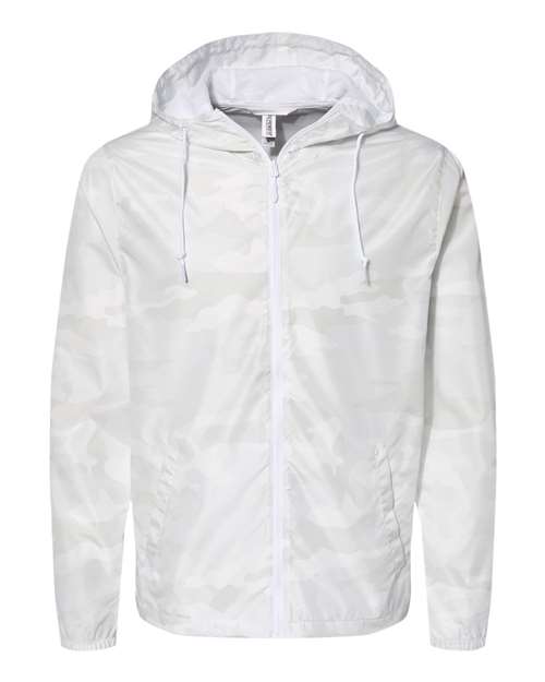 Independent Trading Co. Lightweight Windbreaker Full-Zip Jacket EXP54LWZ White Camo Custom Embroidered Business Logo