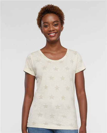 Code Five Women's Star Print Scoop Neck Tee 3629