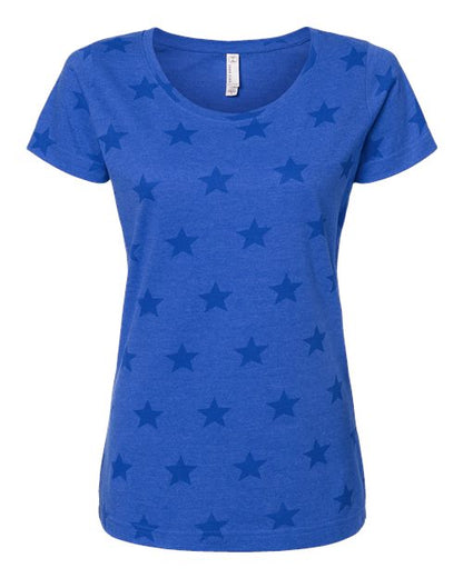 Code Five Women's Star Print Scoop Neck Tee 3629