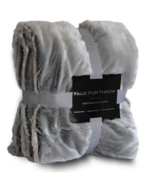 Alpine Fleece Faux Fur Throw 8730 Custom Embroidered Business Logo