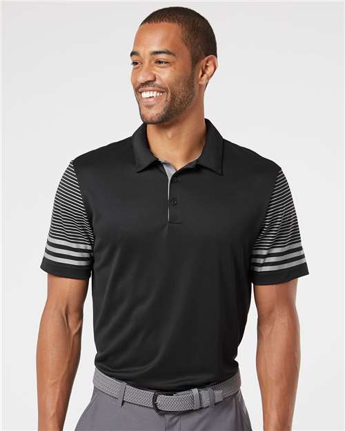 Adidas Striped Sleeve Polo A490 Custom Embroidered Business Logo