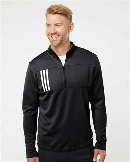 Adidas 3-Stripes Double Knit Quarter-Zip Pullover A482 Custom Embroidered Business Logo