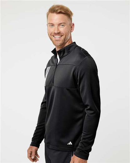 Adidas 3-Stripes Double Knit Quarter-Zip Pullover A482 Custom Embroidered Business Logo