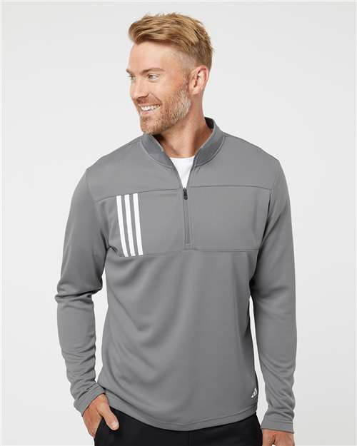 Adidas 3-Stripes Double Knit Quarter-Zip Pullover A482 Custom Embroidered Business Logo