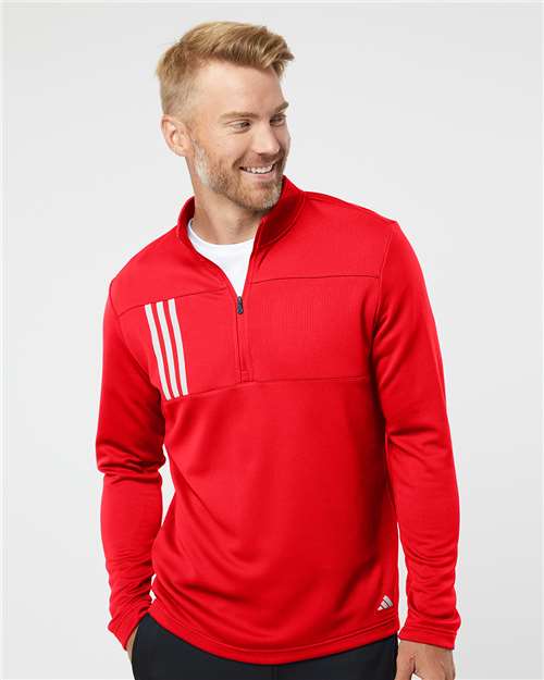 Adidas 3-Stripes Double Knit Quarter-Zip Pullover A482 Custom Embroidered Business Logo