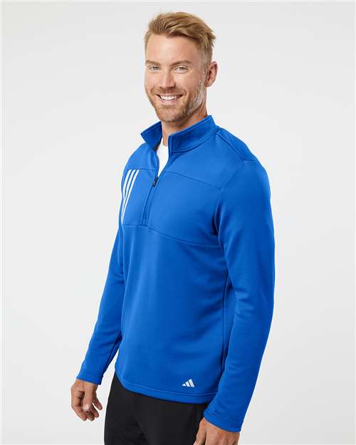 Adidas 3-Stripes Double Knit Quarter-Zip Pullover A482 Custom Embroidered Business Logo