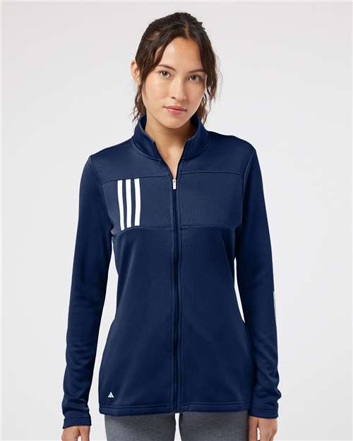 Adidas Women's 3-Stripes Double Knit Full-Zip A483 Custom Embroidered Business Logo