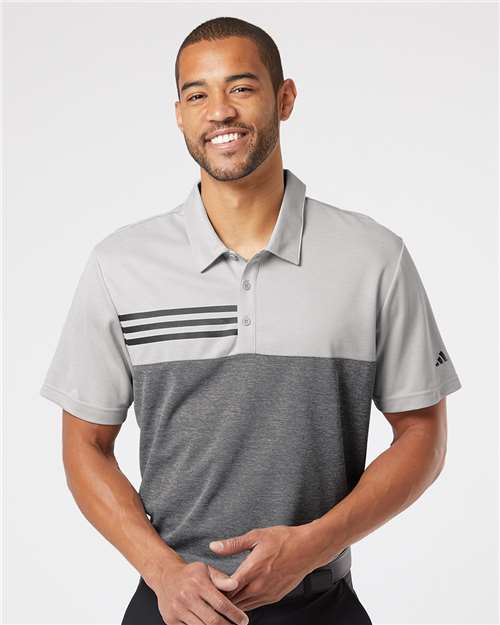 Adidas Heathered Colorblocked 3-Stripes Polo A508 Custom Embroidered Business Logo