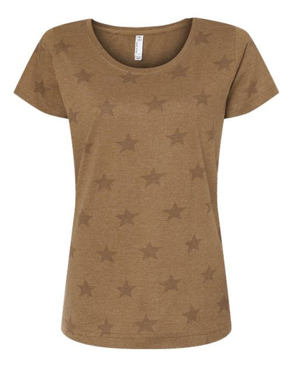 Code Five Women's Star Print Scoop Neck Tee 3629