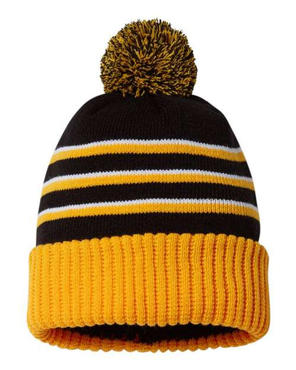 Richardson Stripe Pom Cuffed Beanie 134