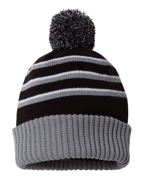 Richardson Stripe Pom Cuffed Beanie 134 Custom Embroidered Business Logo