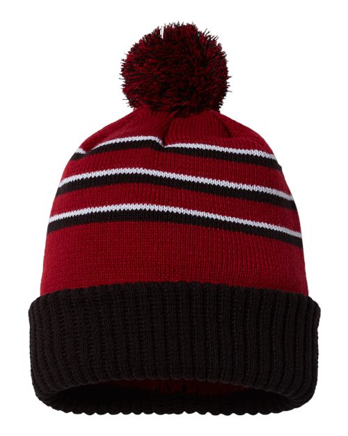 Richardson Stripe Pom Cuffed Beanie 134 Custom Embroidered Business Logo