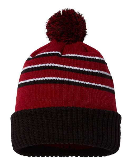 Richardson Stripe Pom Cuffed Beanie 134 Custom Embroidered Business Logo