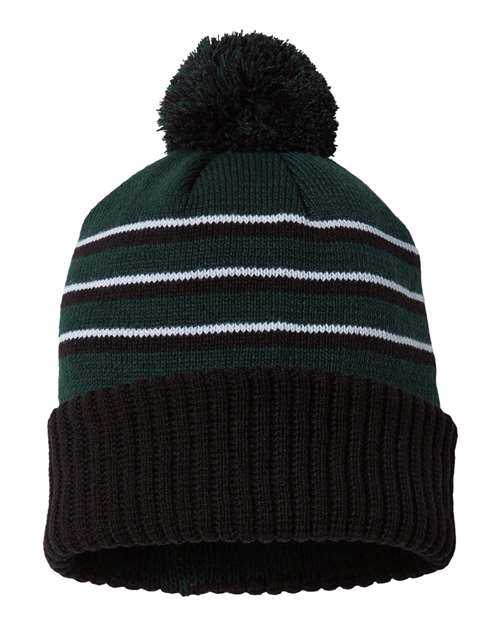 Richardson Stripe Pom Cuffed Beanie 134 Custom Embroidered Business Logo