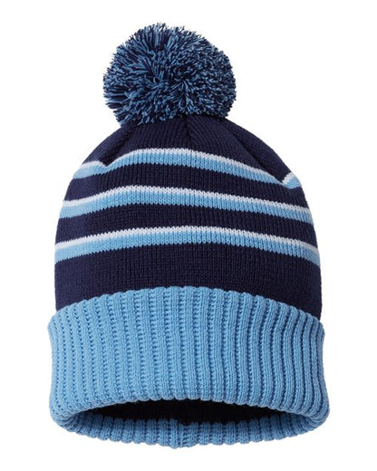 Richardson Stripe Pom Cuffed Beanie 134 Custom Embroidered Business Logo