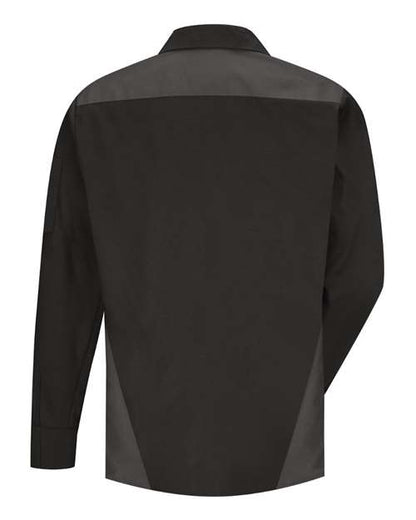 Custom EmbroideredRed Kap Men's Long Sleeve Tri-Color Shop Shirt 9267 Black/ Charcoal/ Light Grey