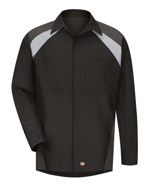 Red Kap Long Sleeve Tri-Color Shop Shirt SY18 Custom Embroidered Business Logo