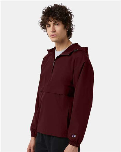 Champion Hooded Packable Quarter-Zip Jacket CO200 Custom Embroidered Business Logo