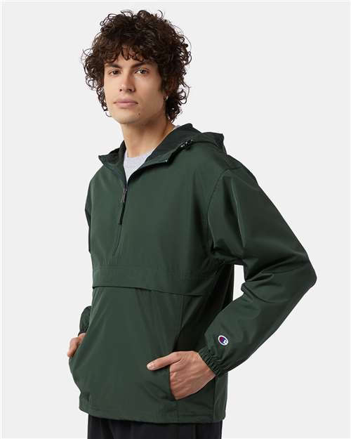 Champion Hooded Packable Quarter-Zip Jacket CO200 Custom Embroidered Business Logo