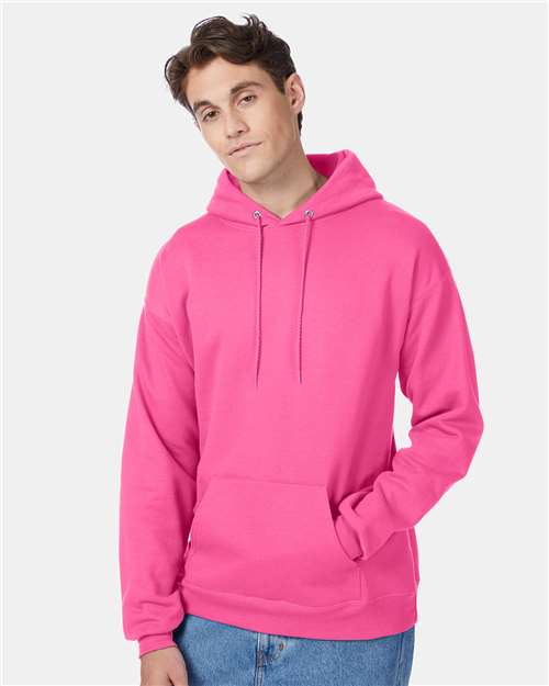 Custom Embroidered  Hanes Ecosmart® Hooded Sweatshirt P170 Safety Pink