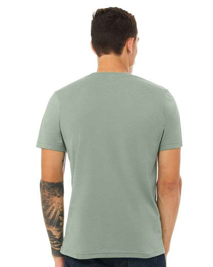 BELLA + CANVAS CVC Jersey Tee 3001CVC Heather Sage Custom Embroidered Business Logo