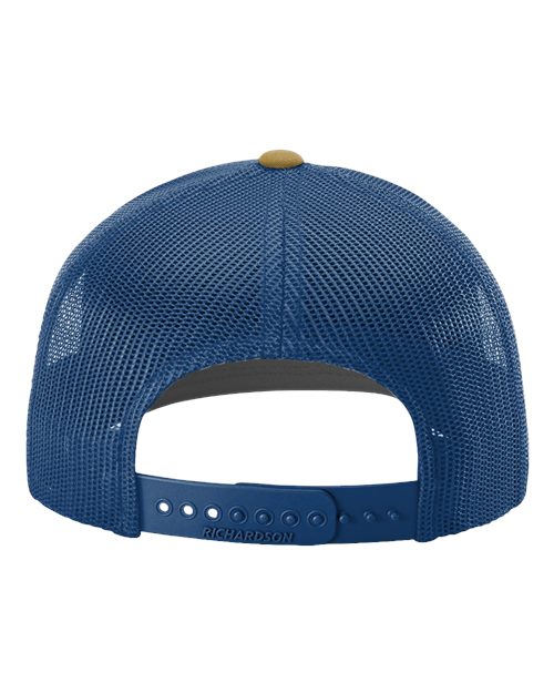 Richardson Snapback Trucker Cap 112 Biscuit/ True Blue Custom Embroidered Business Logo