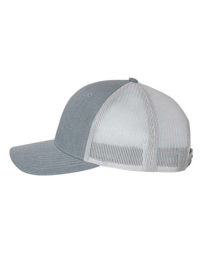 Richardson Snapback Trucker Cap 112 Heather Grey/ Light Grey Custom Embroidered Business Logo