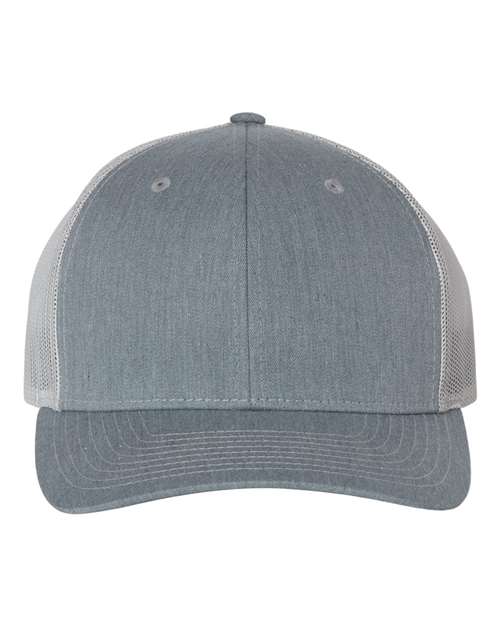 Richardson Snapback Trucker Cap 112 Heather Grey/ Light Grey Custom Embroidered Business Logo