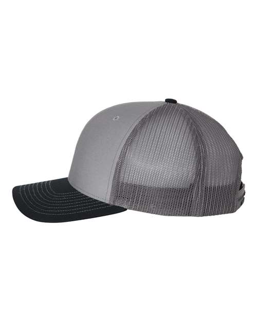 Richardson Snapback Trucker Cap 112 Grey/ Charcoal/ Navy Custom Embroidered Business Logo