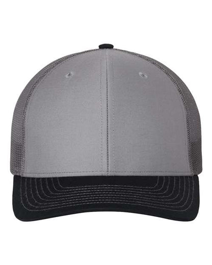 Richardson Snapback Trucker Cap 112 Grey/ Charcoal/ Navy Custom Embroidered Business Logo