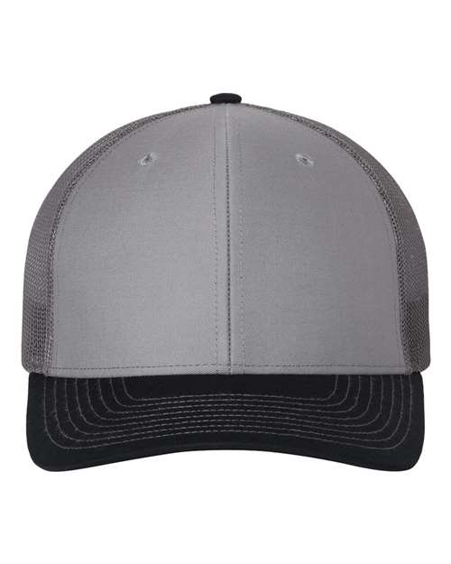 Richardson Snapback Trucker Cap 112 Grey/ Charcoal/ Black Custom Embroidered Business Logo