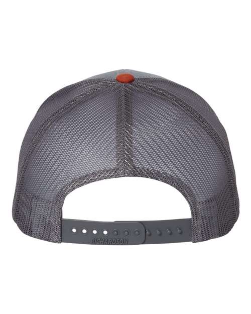 Richardson Snapback Trucker Cap 112 Heather Grey/ Cardinal/ Navy Custom Embroidered Business Logo