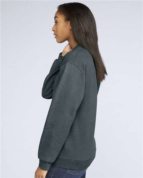 Gildan Softstyle® Midweight Crewneck Sweatshirt SF000 Dark Heather Custom Embroidered Business Logo
