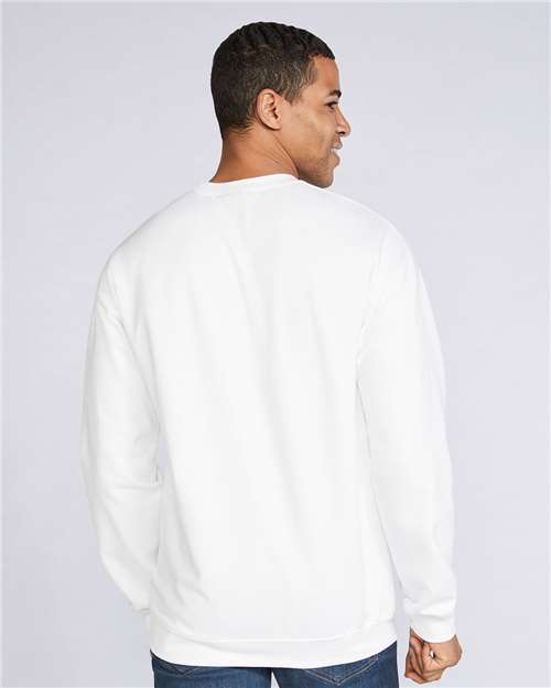 Gildan Softstyle® Midweight Crewneck Sweatshirt SF000 White Custom Embroidered Business Logo