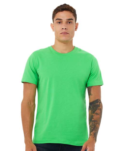 BELLA + CANVAS Jersey Tee 3001 Synthetic Green Custom Embroidered Business Logo