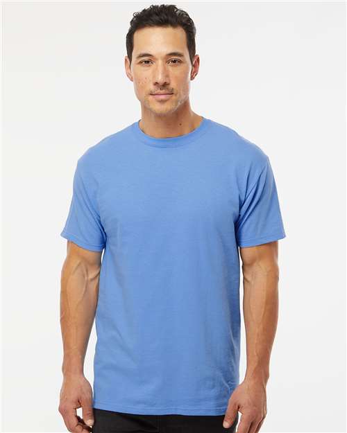 Custom Embroidered  M&O Gold Soft Touch T-Shirt 4800 Carolina Blue