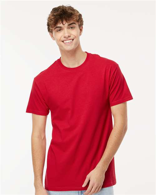 Custom Embroidered  M&O Gold Soft Touch T-Shirt 4800 Deep Red