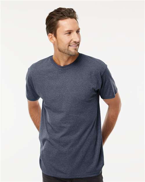 Custom Embroidered  M&O Gold Soft Touch T-Shirt 4800 Heather Navy