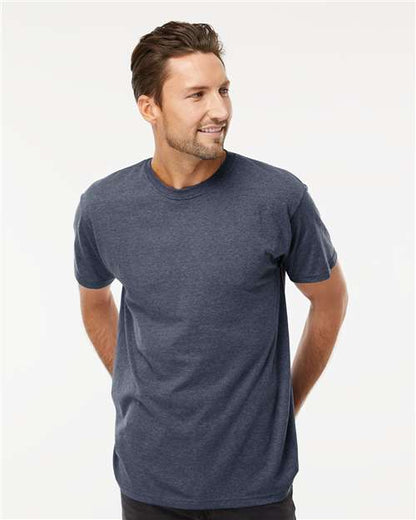 Custom Embroidered  M&O Gold Soft Touch T-Shirt 4800 Heather Navy