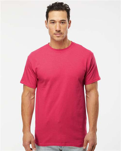 Custom Embroidered  M&O Gold Soft Touch T-Shirt 4800 Heliconia