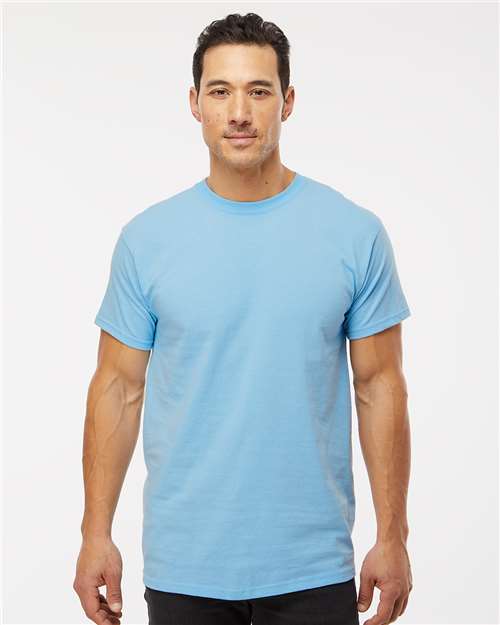 Custom Embroidered  M&O Gold Soft Touch T-Shirt 4800 Light Blue