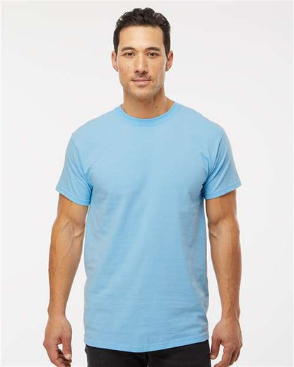 Custom Embroidered  M&O Gold Soft Touch T-Shirt 4800 Light Blue
