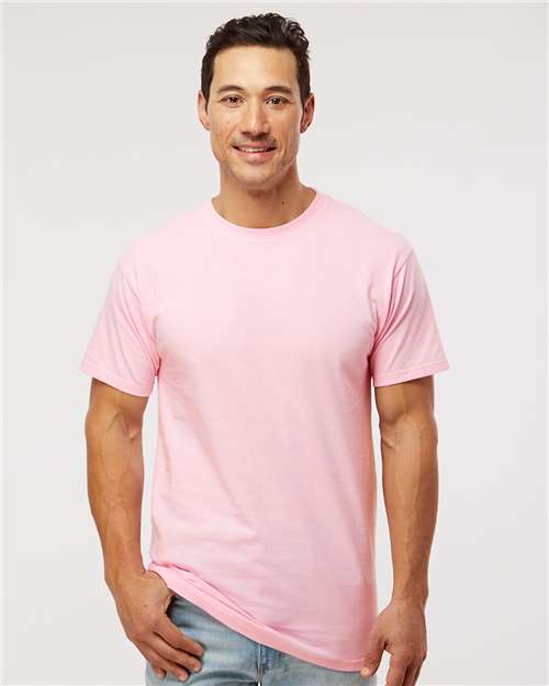 Custom Embroidered  M&O Gold Soft Touch T-Shirt 4800 Light Pink