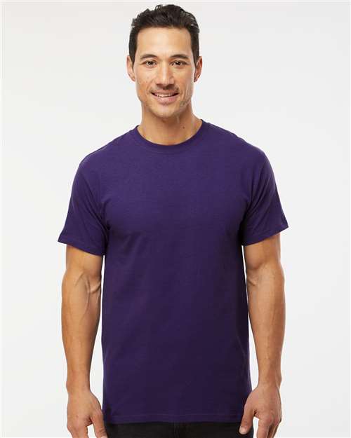 Custom Embroidered  M&O Gold Soft Touch T-Shirt 4800 Purple