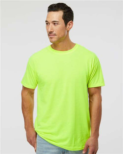 Custom Embroidered  M&O Gold Soft Touch T-Shirt 4800 Safety Green