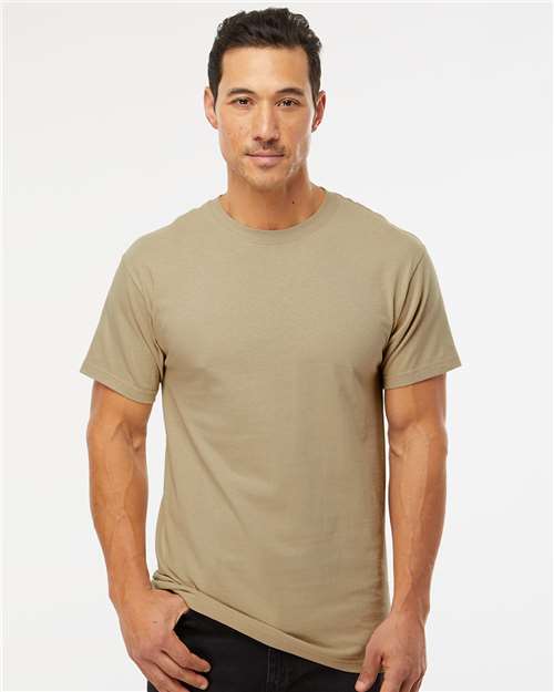 Custom Embroidered  M&O Gold Soft Touch T-Shirt 4800 Sand