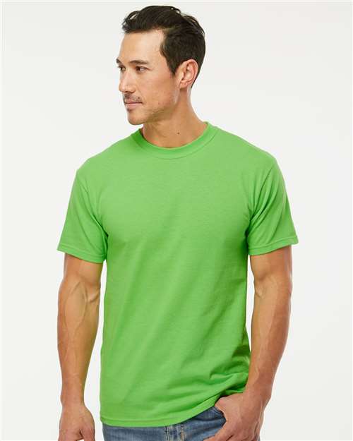 Custom Embroidered  M&O Gold Soft Touch T-Shirt 4800 Vivid Lime