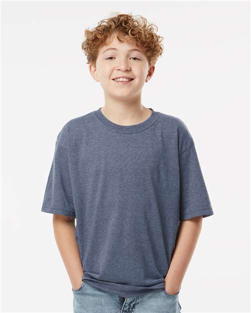 M&O Youth Gold Soft Touch T-Shirt 4850 Heather Navy