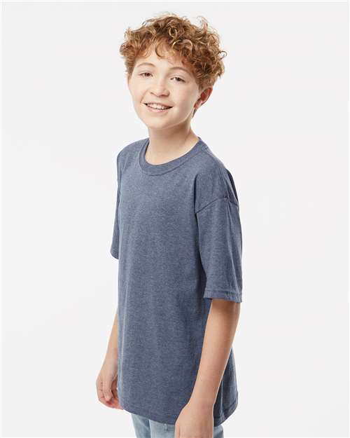 M&O Youth Gold Soft Touch T-Shirt 4850 Heather Navy